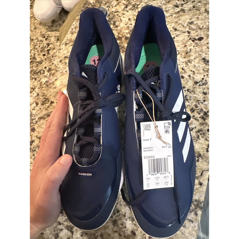 Adidas Icon 7 Men's Size 12 Navy Blue White Baseball Cleats NEW!!! (S23853)